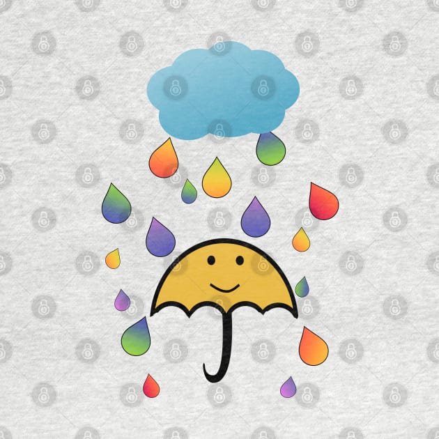 Rainbow Umbrella Raindrops by Timeforplay